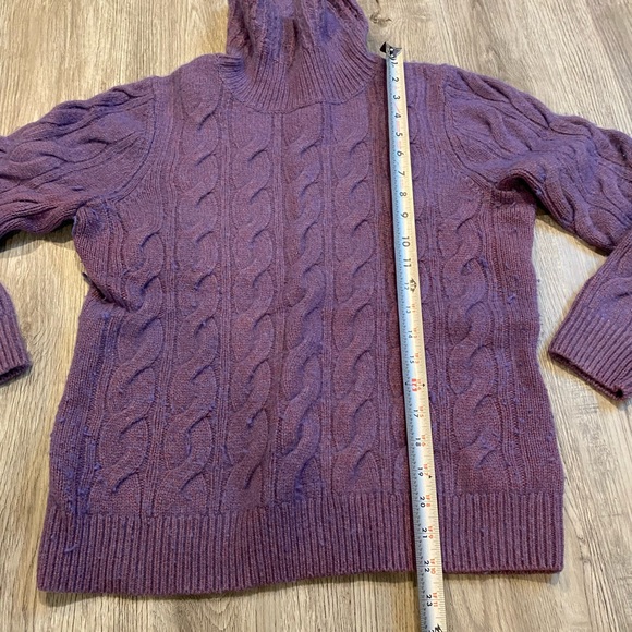 LL Bean Purple Waffle Cowl Turtleneck Wool Blend Pullover Tunic Sweater Medium - Picture 3 of 6